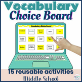 Vocabulary  Activities for Middle School - Choice Board