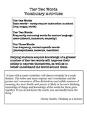 Vocabulary Activities for Tier Two Words
