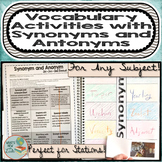Vocabulary Activities with Synonyms and Antonyms