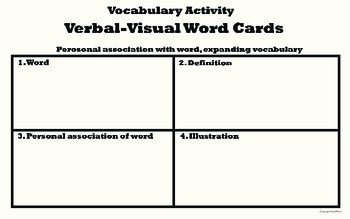 Preview of Vocabulary Activity Cards