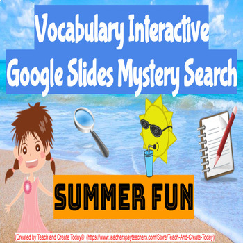 Preview of Vocabulary Activity ELA Interactive Search for 1st 2nd 3rd 4th Grade  Summer