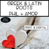 Vocabulary Activity Greek and Latin Roots Valentines Day