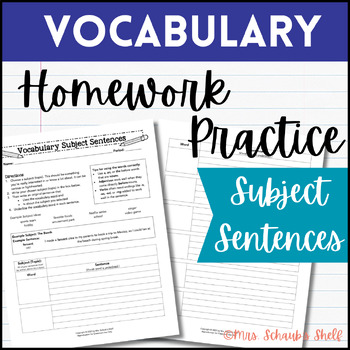 Preview of Vocabulary Activity & Homework Practice - Vocabulary Subject Sentences