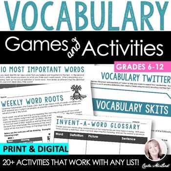 Preview of Vocabulary Games & Vocabulary Activities - Middle School & High School Vocab Fun