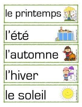 Preview of Vocabulary Activity- Seasons/Activité de vocabulaire- Les saisons (FRENCH)