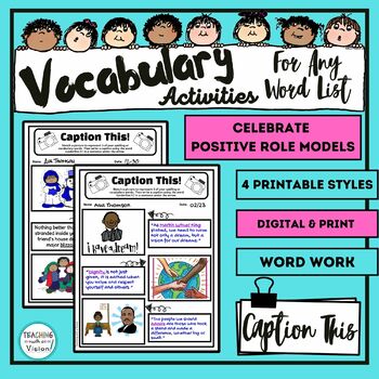 Preview of Caption This Vocabulary Building Activity Draw and Write 3rd, 4th 5th Grade