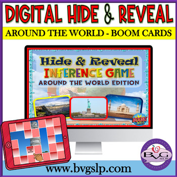 Preview of Vocabulary Around the World Hide and Reveal Digital Interactive BOOM CARDS