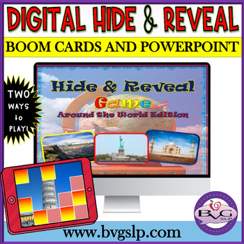 Preview of Vocabulary Around the World Hide and Reveal Digital BOOM Cards AND PowerPoint