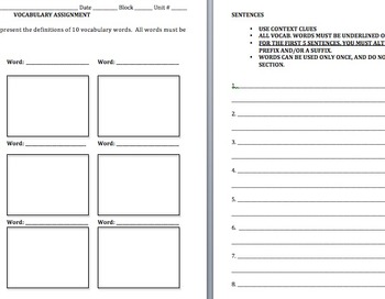 assignment on vocabulary