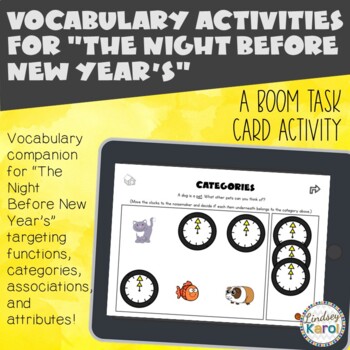 Preview of Vocabulary BOOM CARD Activities for "The Night Before New Year's"