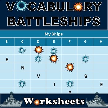 Preview of Vocabulary Battleship Game - No Prep - Print Ready Worksheets