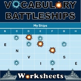 Vocabulary Battleship Game - No Prep - Print Ready Worksheets