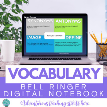 Preview of Vocabulary Bell Ringer Digital Interactive Notebook {Grades 7-12}