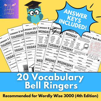 Preview of Wordly Wise Companion Vocab Bell Ringer Printable/Digital Task (4th-8th grade)