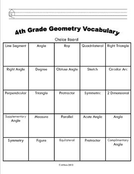 Preview of Vocabulary Bingo Angles and Lines