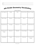Vocabulary Bingo Angles and Lines