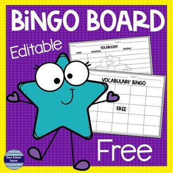 Preview of Vocabulary Bingo Board Editable Free