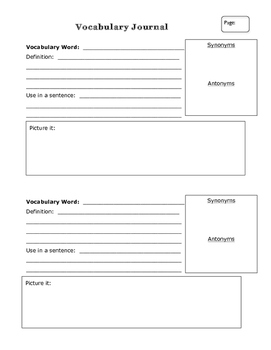 vocabulary blank worksheet by operation teacher success tpt