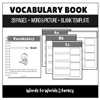 Preview of Vocabulary Book | Blank | Reading | 28 page PDF | Language Comprehension