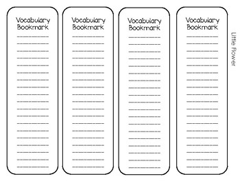 Preview of Vocabulary Bookmarks