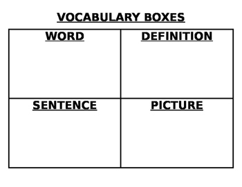 Preview of Vocabulary Boxes