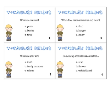 Preview of Vocabulary Builder Task Cards