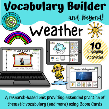 Preview of Vocabulary Builder and Beyond: Weather (Boom™ Cards) Digital/Teletherapy