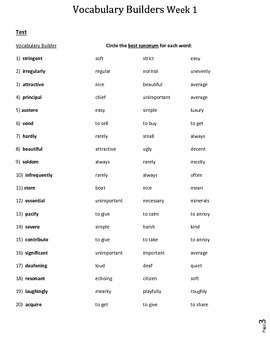 Vocabulary Builders Skills (Tests Included) | TPT