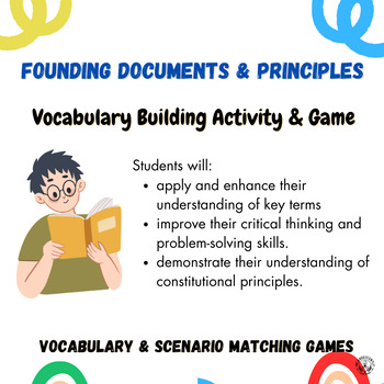 Preview of Vocabulary Building Activity & Game: Founding Documents & Principles Terms