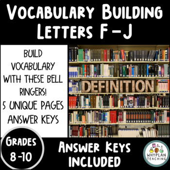 Preview of Vocabulary Building Bell Ringers, Letters F-J, Intermediate Senior