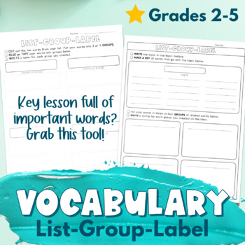 Preview of Vocabulary Building - List Group Label