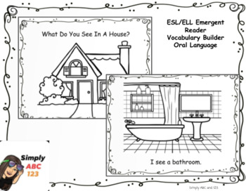 Preview of Vocabulary Building Objects in a House Home ELL/ESL Emergent Reader