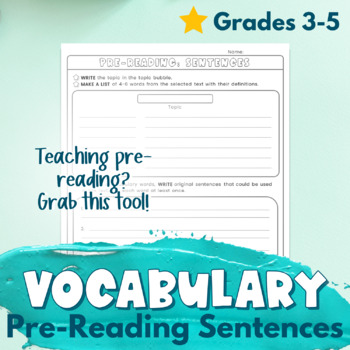 Preview of Vocabulary Building - Pre-Reading Sentences