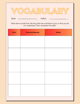Preview of Vocabulary Building Sheet