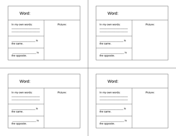 Preview of Vocabulary Card Template