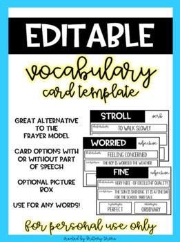 Preview of EDITABLE Vocabulary Template