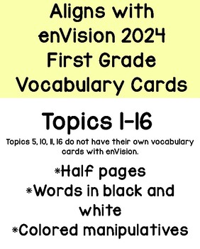 Preview of Vocabulary Cards Aligned with enVision 2024 First Grade Curriculum