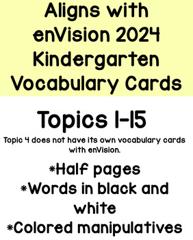 Preview of Vocabulary Cards Aligned with enVision 2024 Kindergarten Curriculum