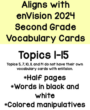 Preview of Vocabulary Cards Aligned with enVision 2024 Second Grade Curriculum