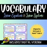 Vocabulary Cards IM Grade 8 Math™️, Linear Equations & Sys
