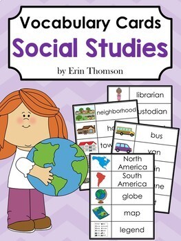 Preview of Editable Vocabulary Cards ~ Social Studies