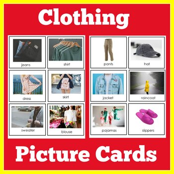 ESL Vocabulary Cards for English Learners | Clothing by Green Apple Lessons