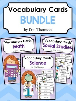 Preview of Editable Vocabulary Cards Bundle ~ Math, Science, and Social Studies