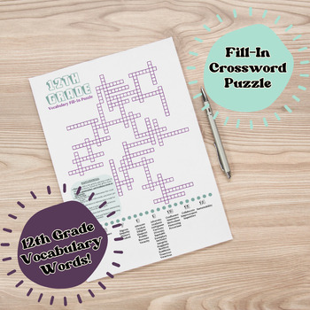 Preview of Vocabulary Challenge: Free 12th-Grade/Upper Level Fill-In Crossword Puzzle