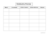 Vocabulary Chart, infer from context