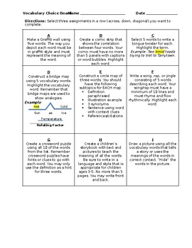 Preview of Science Vocabulary Choice Board **THINKING MAPS, GRAPHIC ORGANIZERS, REVIEW!