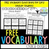 FREE Vocabulary Choice Board