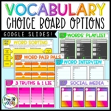 Vocabulary Choice Board Activities