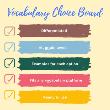 Preview of Vocabulary Choice Board - Any Grade Level