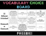 Vocabulary Choice Board {FREEBIE}